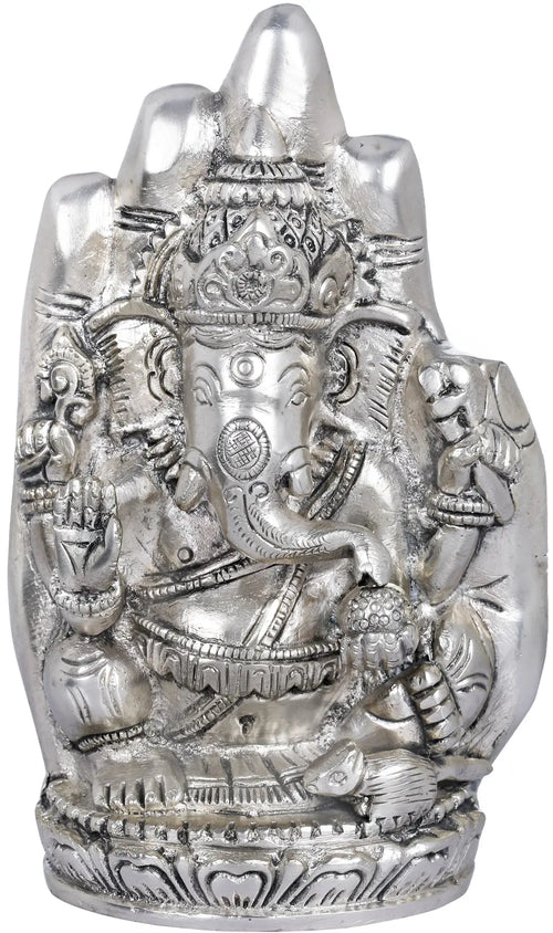 6" Lord Ganesha Brass Idol with Blessing Hand Gesture Handmade