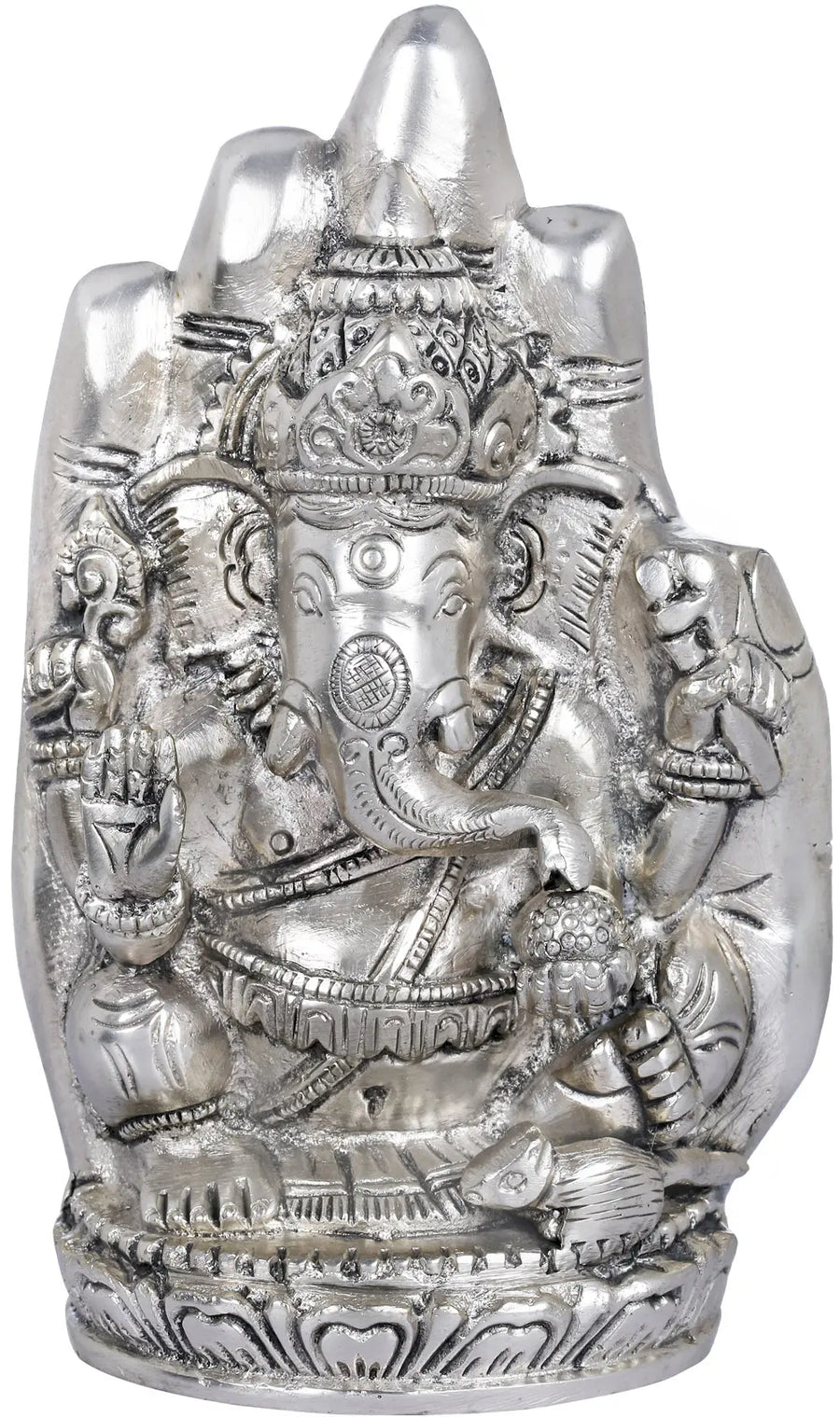 6" Lord Ganesha Brass Idol with Blessing Hand Gesture Handmade