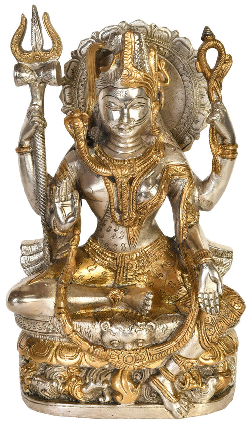 9" Four Armed Ardhanarishvara Brass Statue Handmade