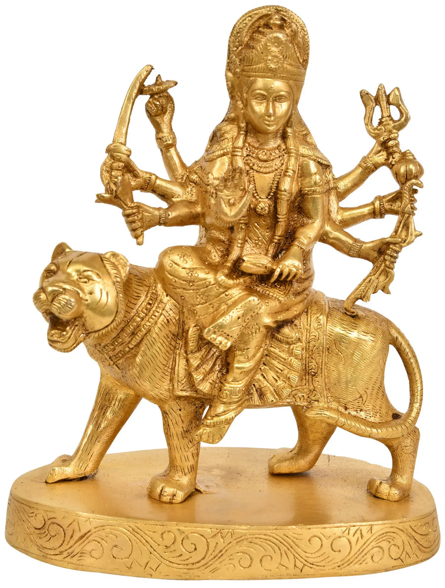 9" Goddess Durga Brass Idol Handmade