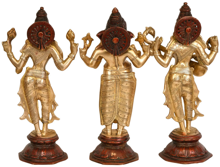 Lakshmi Ganesha Saraswati Brass Idol Set for Pooja Home Decor
