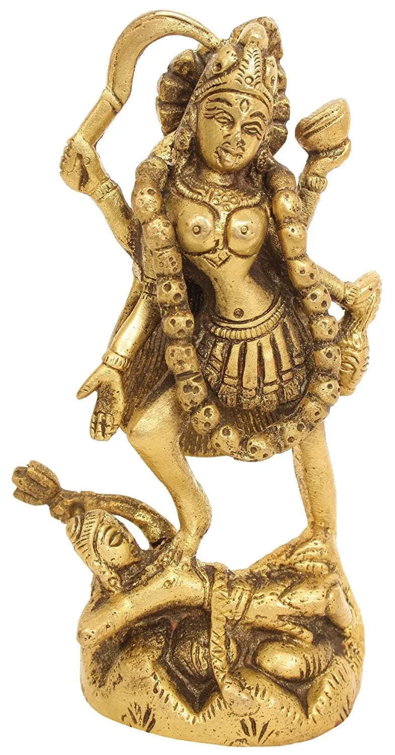 4" Goddess Kali Handmade Brass Statue for Pooja