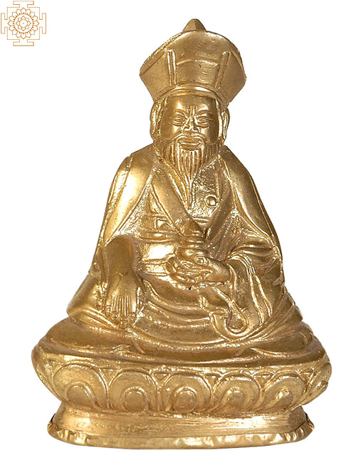5" Brass Lama Statue Tibetan Buddhist Deity Handmade