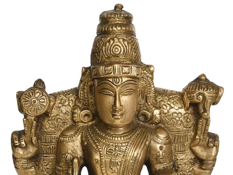 9" Brass Lord Vishnu Idol as Dhanvantari Seated in Lalitasana