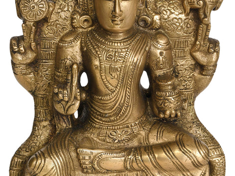 9" Brass Lord Vishnu Idol as Dhanvantari Seated in Lalitasana