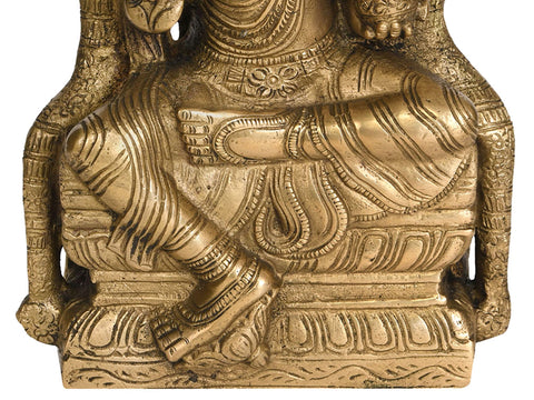 9" Brass Lord Vishnu Idol as Dhanvantari Seated in Lalitasana