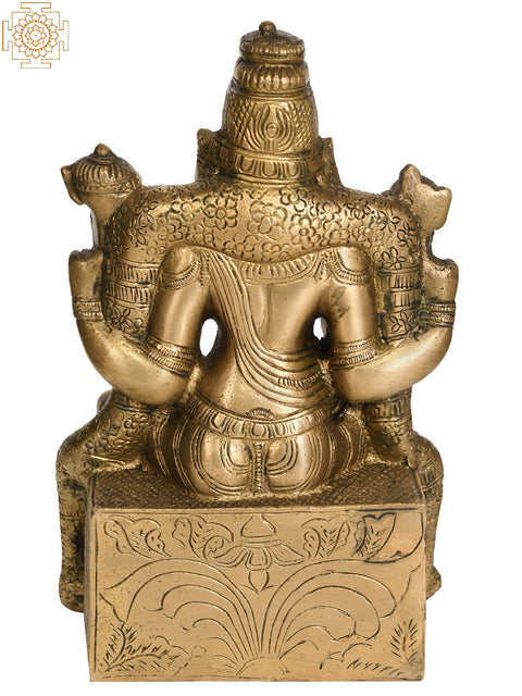 9" Brass Lord Vishnu Idol as Dhanvantari Seated in Lalitasana