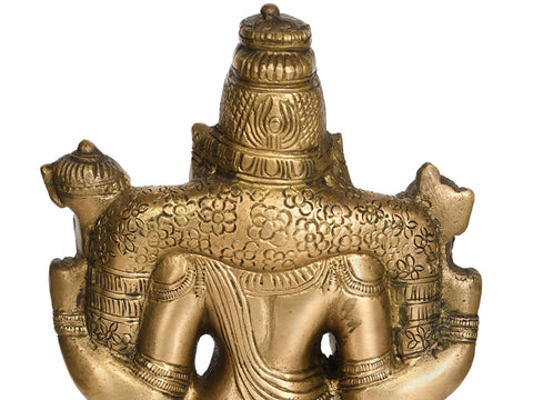 9" Brass Lord Vishnu Idol as Dhanvantari Seated in Lalitasana