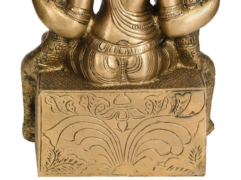 9" Brass Lord Vishnu Idol as Dhanvantari Seated in Lalitasana