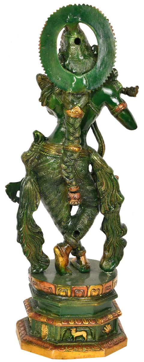 17" Lord Krishna with Long Choti In Brass | Handmade | Made In India