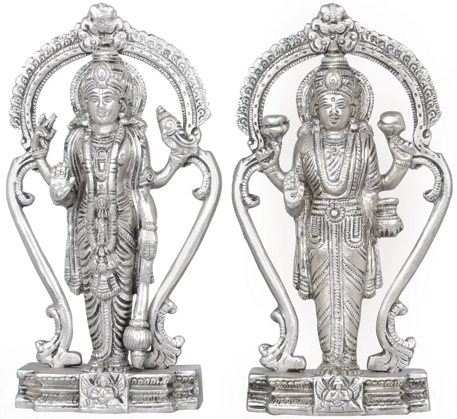 6" Handmade Brass Lord Vishnu and Goddess Lakshmi Statue