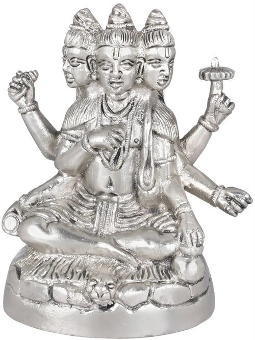 4" Trimurti Brass Idol Handmade Sculpture for Home Pooja