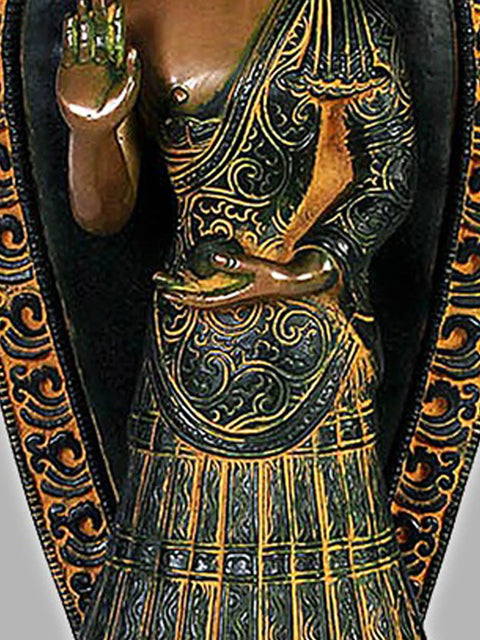 13" Shakyamuni Buddha Brass Sculpture | Handmade Buddhist Statue