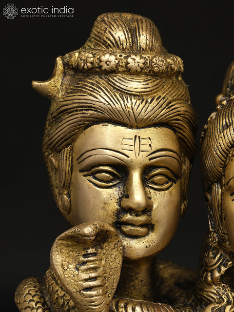 6" Brass Statue of Shiva Parvati - The Divine Union