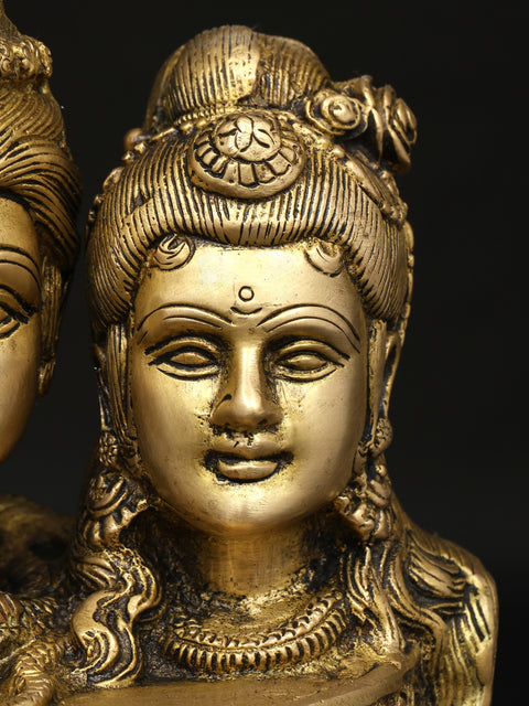 6" Brass Statue of Shiva Parvati - The Divine Union