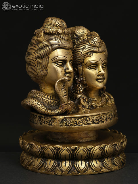 6" Brass Statue of Shiva Parvati - The Divine Union
