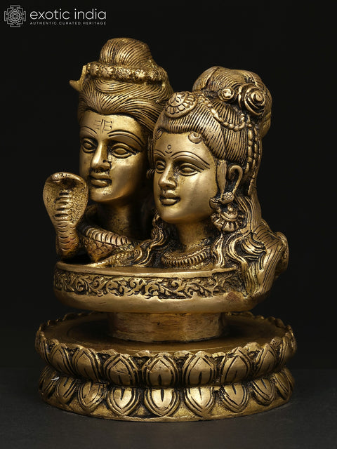 6" Brass Statue of Shiva Parvati - The Divine Union