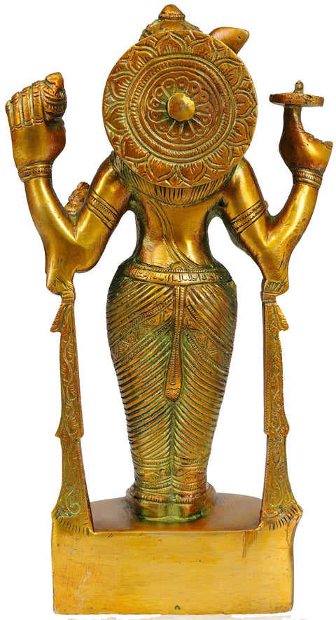 7" Brass Lord Vishnu Statue as Dhanvantari - The Physician of the Gods | Handmade Idols | Made in India