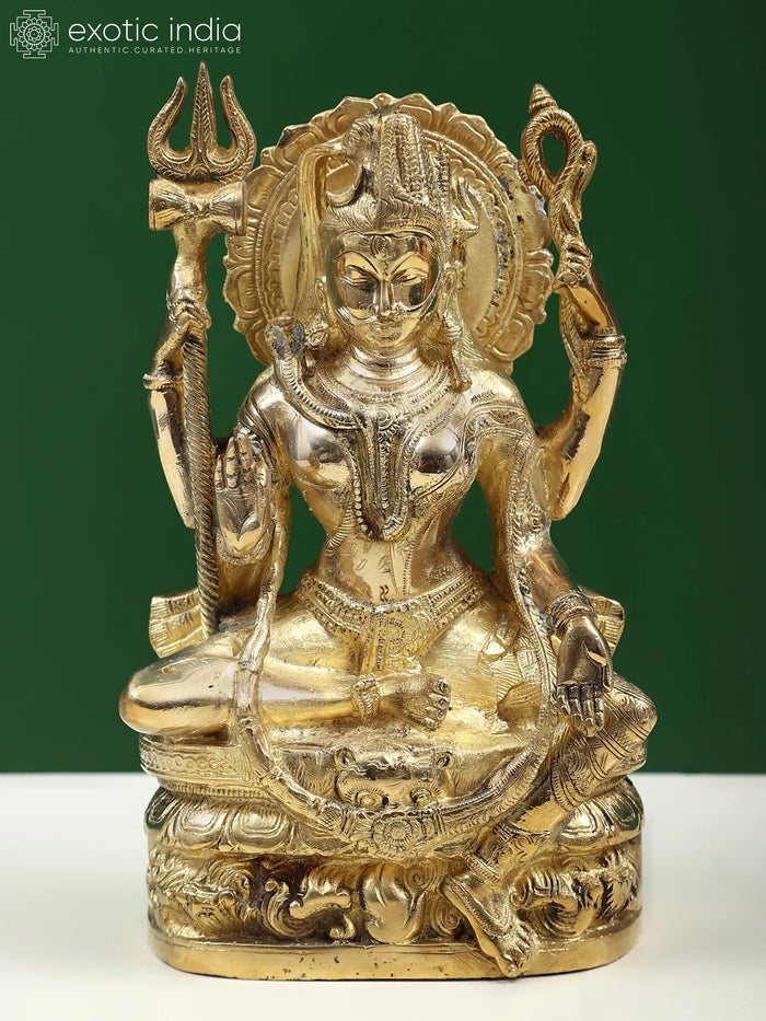 9" Ardhanarishvara Shiva Parvati Brass Statue Handmade