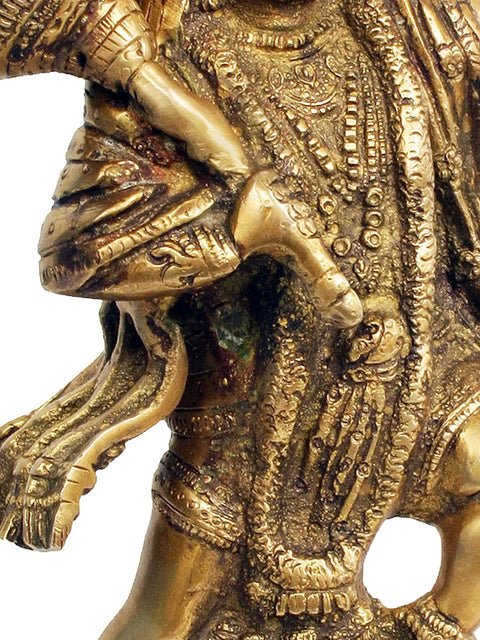 11" Shri Hanumanji Carrying Sanjeevani Mountain | Handmade Brass Statue