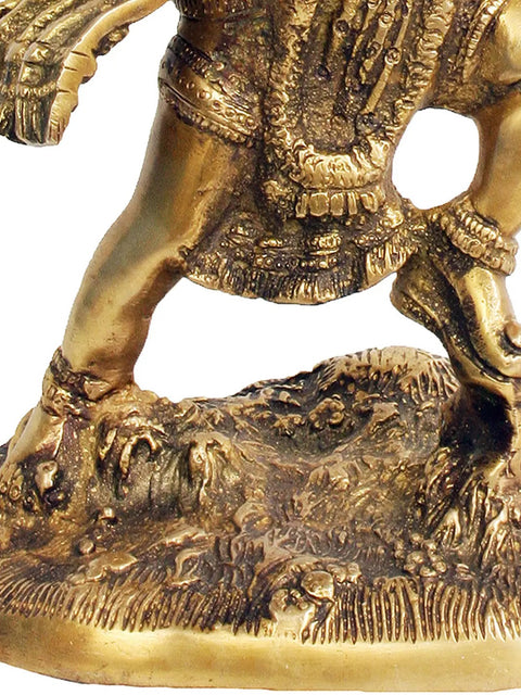 11" Shri Hanumanji Carrying Sanjeevani Mountain | Handmade Brass Statue
