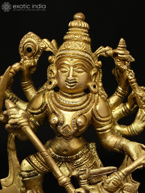 6" Small Mahishasuramardini (Goddess Durga) | Brass Statue | Handmade