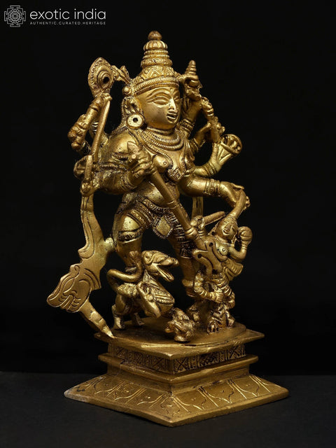 6" Small Mahishasuramardini (Goddess Durga) | Brass Statue | Handmade