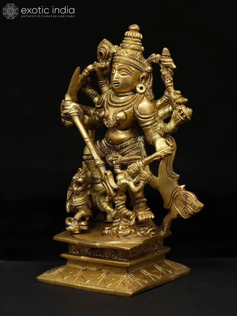 6" Small Mahishasuramardini (Goddess Durga) | Brass Statue | Handmade