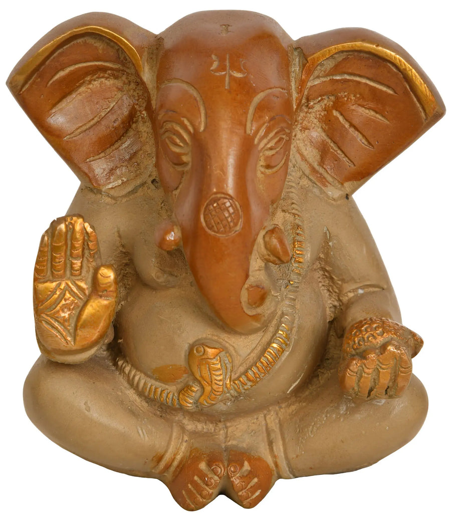 4" Blessing Lord Ganesha Brass Idol Handmade