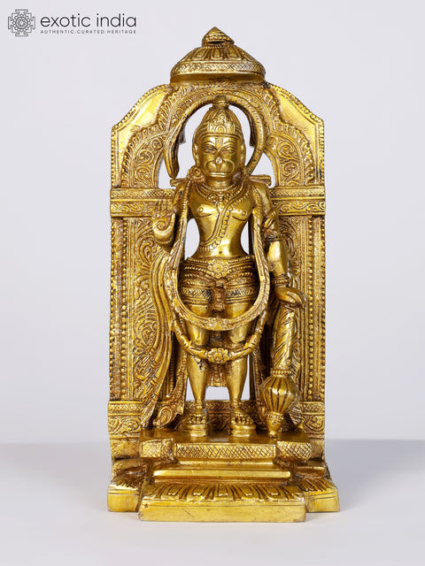 8" Hanuman Brass Statue | God Idol for Temple