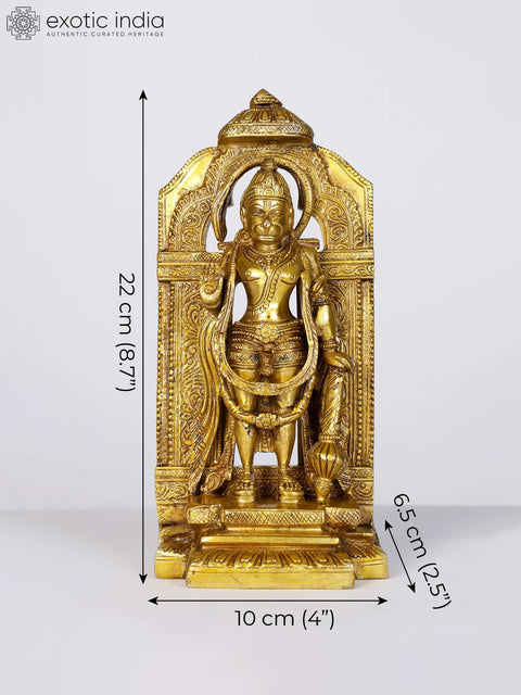 8" Hanuman Brass Statue | God Idol for Temple