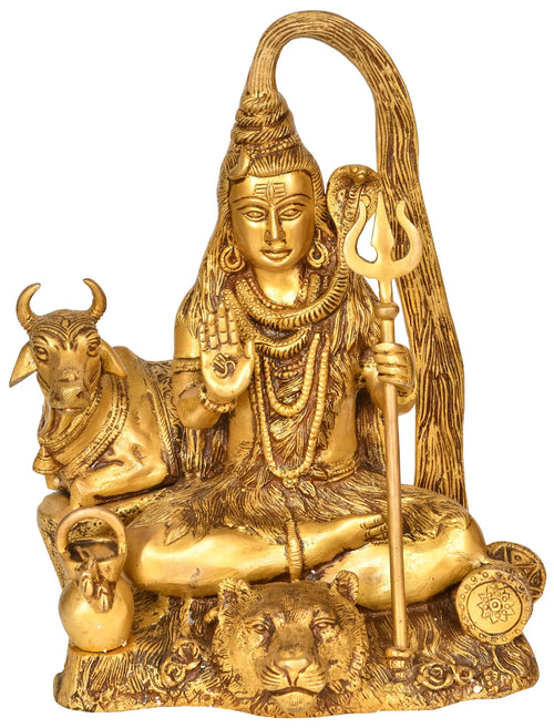 10" Shiva The Yogi Brass Statue with Kamandalu Handmade