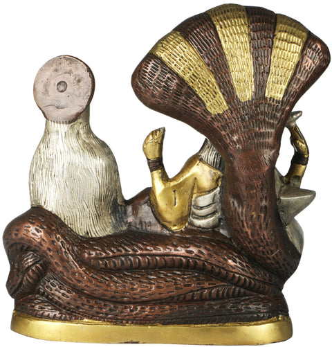 8" Brass Shri Vishnu Lakshmi ji Statue on Sheshnag | Handmade | Made in India