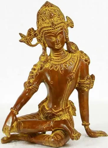 10" King of Gods Indra Brass Statue | Indian Handcrafted Idol