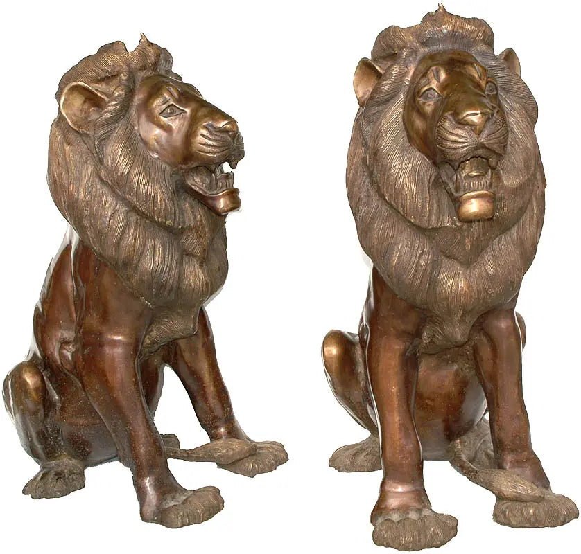 Brass Lion Pair Statue for Home Decor