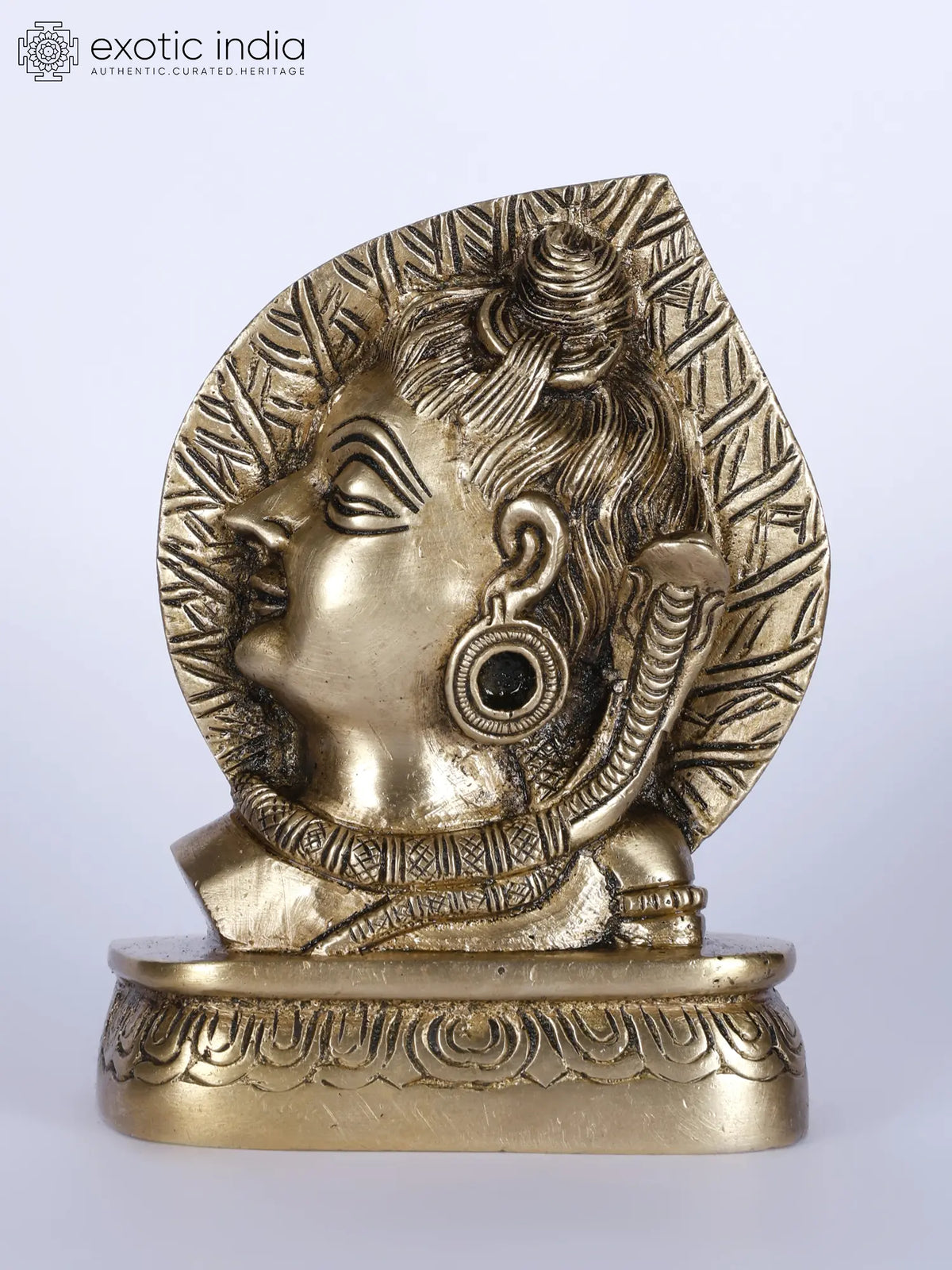Lord Shiva Bust in The Backdrop of Pipal Leaf | Brass Statue