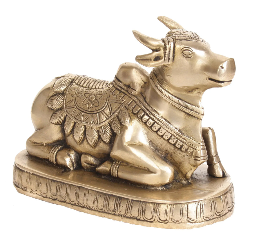 6" Nandi Shiva's Sacred Vehicle Brass Statue Handmade