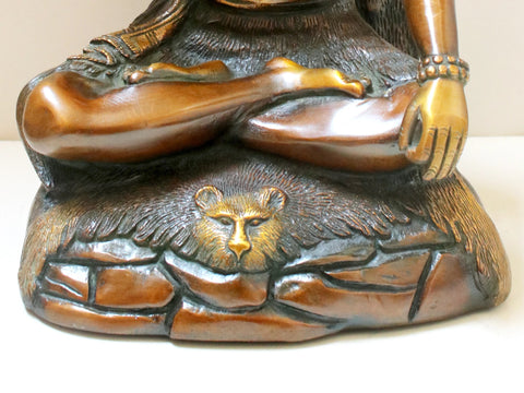 13" Brass Blessing Shiva Seated on Tiger Skin