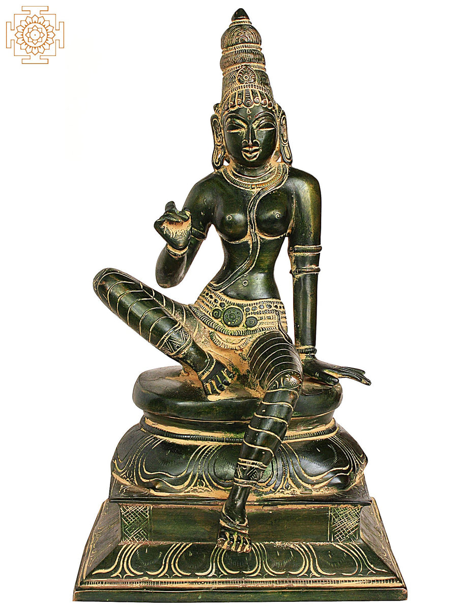 12" Goddess Uma Handmade Brass Idol for Pooja