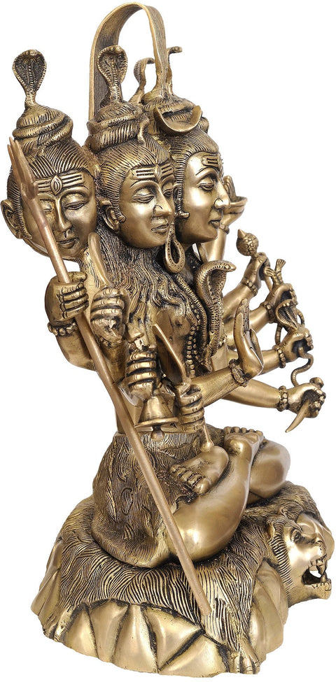 18" Sadashiva (Five-Headed Shiva) In Brass | Handmade | Made In India