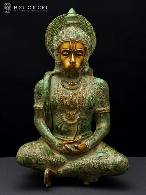 11" Hanuman with Lord Rama Brass Statue Handmade