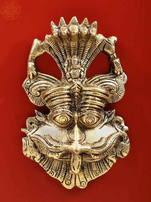 6" Brass Kirtimukha Ganesha Statue for Pooja Home Decor