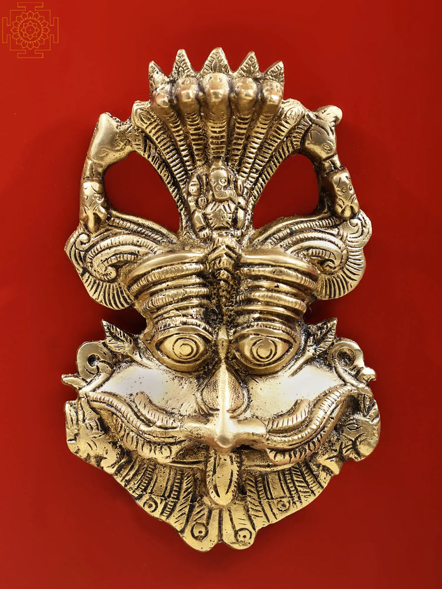 6" Brass Kirtimukha Ganesha Statue for Pooja Home Decor