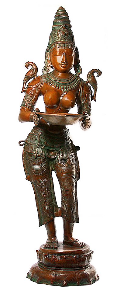 44" Deeplakshmi Brass Statue Handmade for Pooja