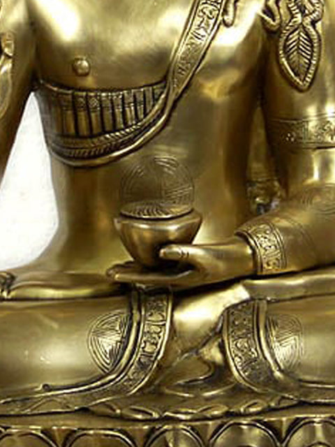 22" Preaching Buddha Seated on Wide Double Lotus Pedestal In Brass | Handmade | Made In India