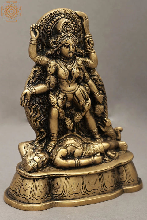 7" Mother Goddess Kali Statue In Brass | Handmade | Made In India