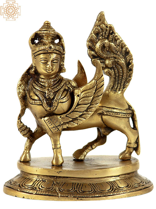 6" Kamadhenu Divine Cow Brass Statue Handmade