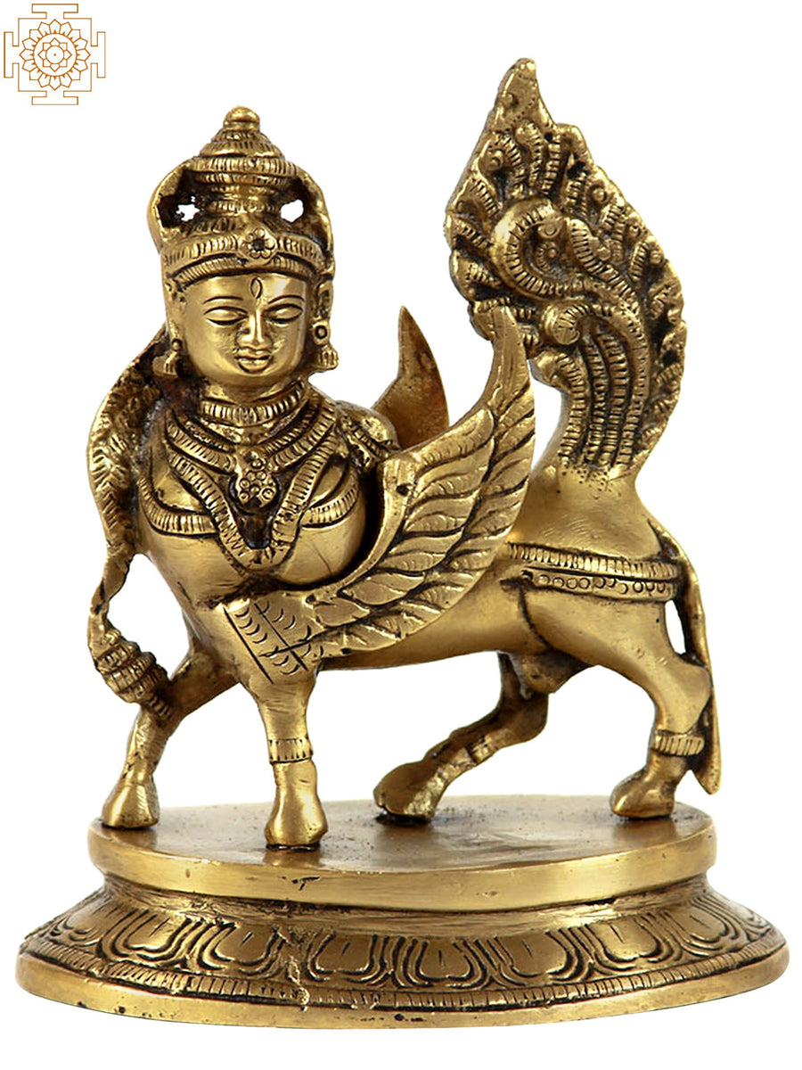 6" Kamadhenu Divine Cow Brass Statue Handmade