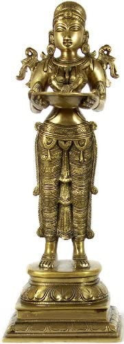 16" Deeplakshmi Brass Statue Handmade for Pooja