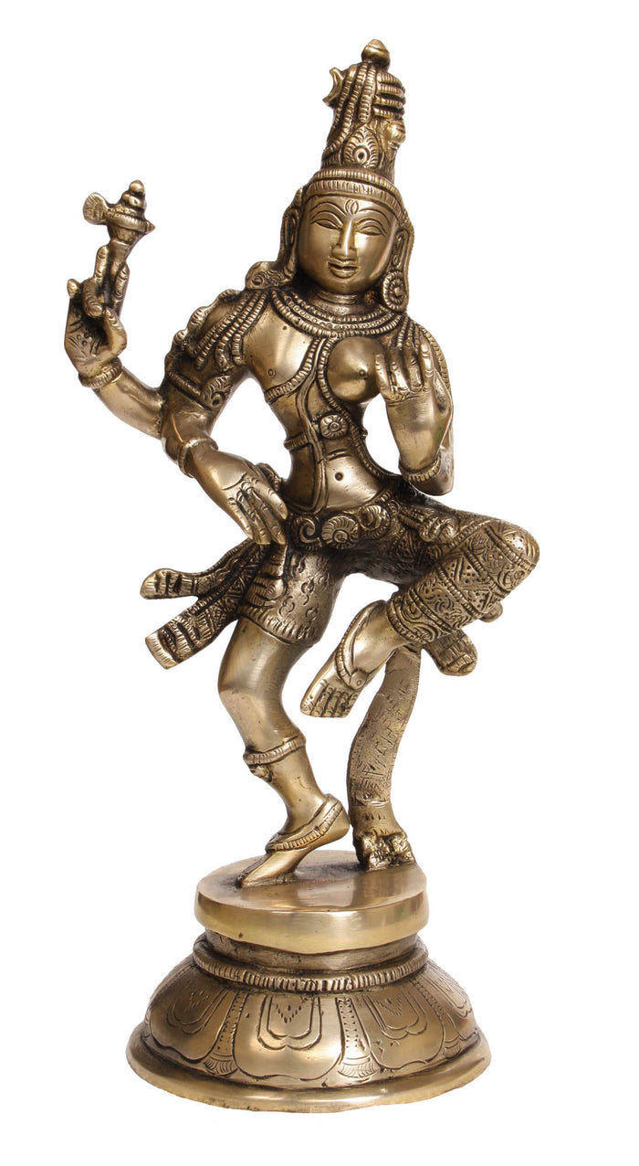 12" Dancing Ardhanarishvara Brass Sculpture for Pooja